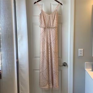 Adrianna Papell blush beaded gown